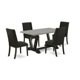 East West Furniture - 5-Pc Dining room Table Set Included 4 Kitchen Dining chairs Upholstered Nails Head Seat and Stylish - Multi-Color