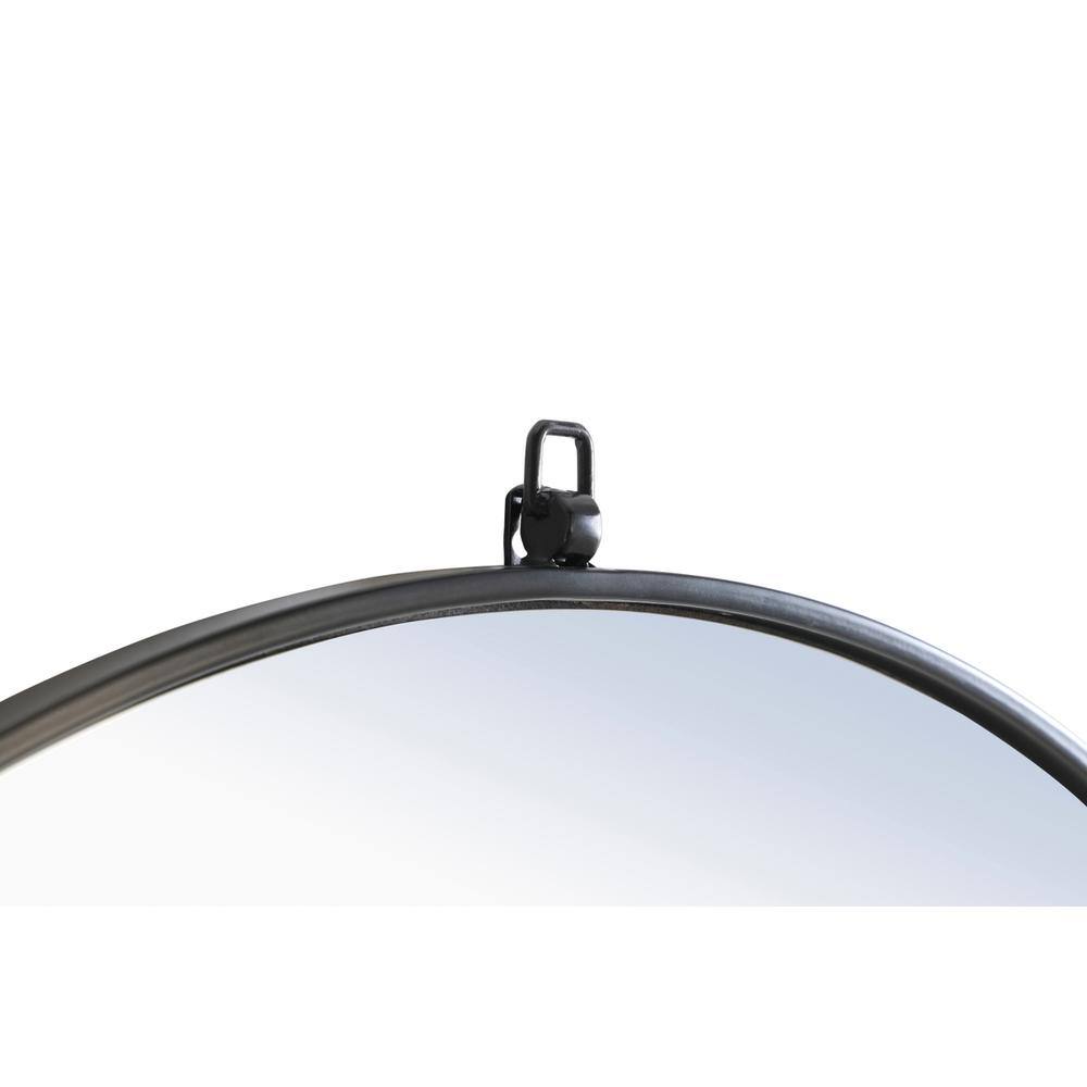 Alt View 3. Elegant Decor - Metal frame Round Mirror with decorative hook 28 inch Black finish - Black.