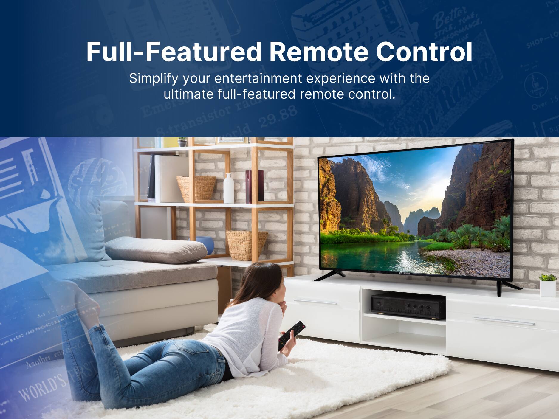 Full-Featured Remote Control, Simplify your entertainment experience with the ultimate full-featured remote control.