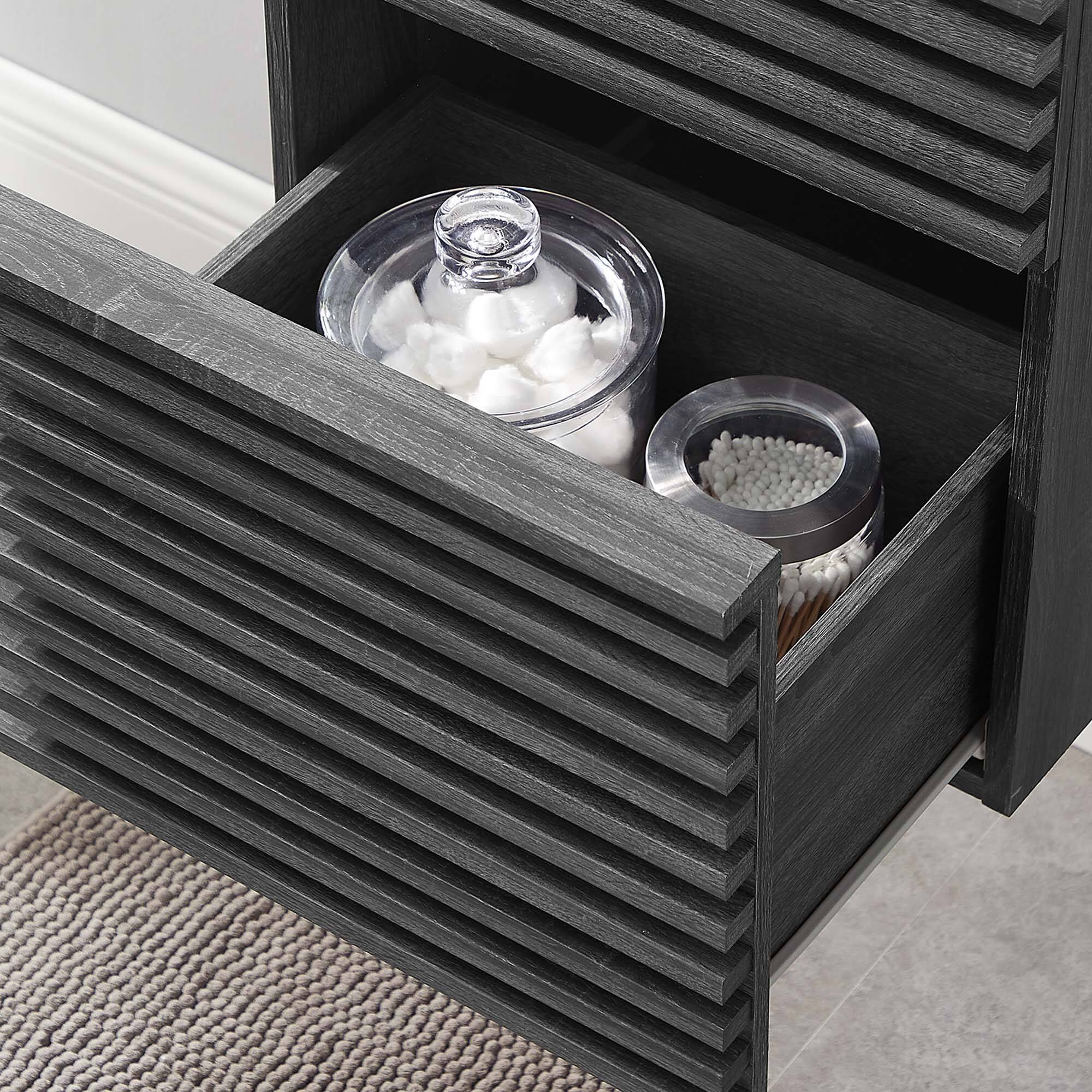 Back. Modway - Render Wall-Mount Bathroom Cabinet Basin Not Included - Charcoal.