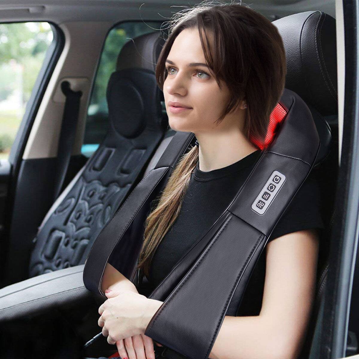 Alt View 5. Costway - Costway Shiatsu Back and Neck Massager Kneading Shoulder Massage Pillow with Heat Straps - Black.