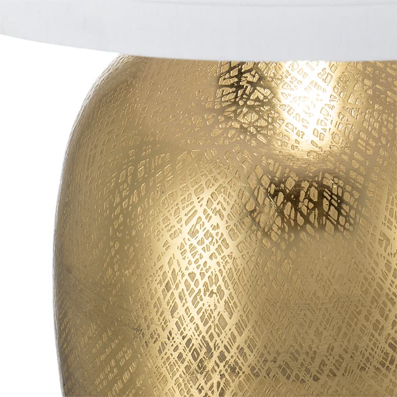 Angle. Luckbyte - D15x25.7" Round Aluminum Gold Table Lamp White Fabric Shade Lamp Shade Assembly Required.