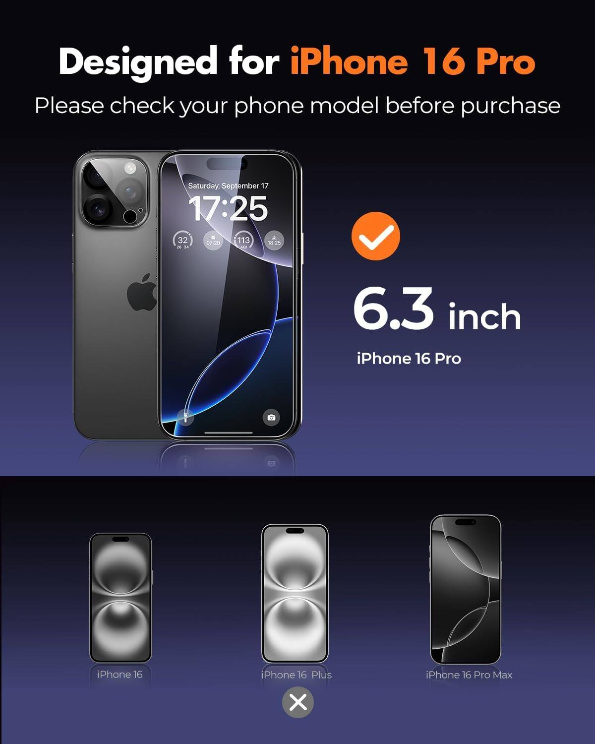 UNBREAKcable 3 Pack Screen Protector Tempered Glass with 3 Camera Lens ...