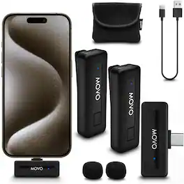 MOVO - Wireless Mini USB-C Duo Wireless Microphone for iPhone 15 and up