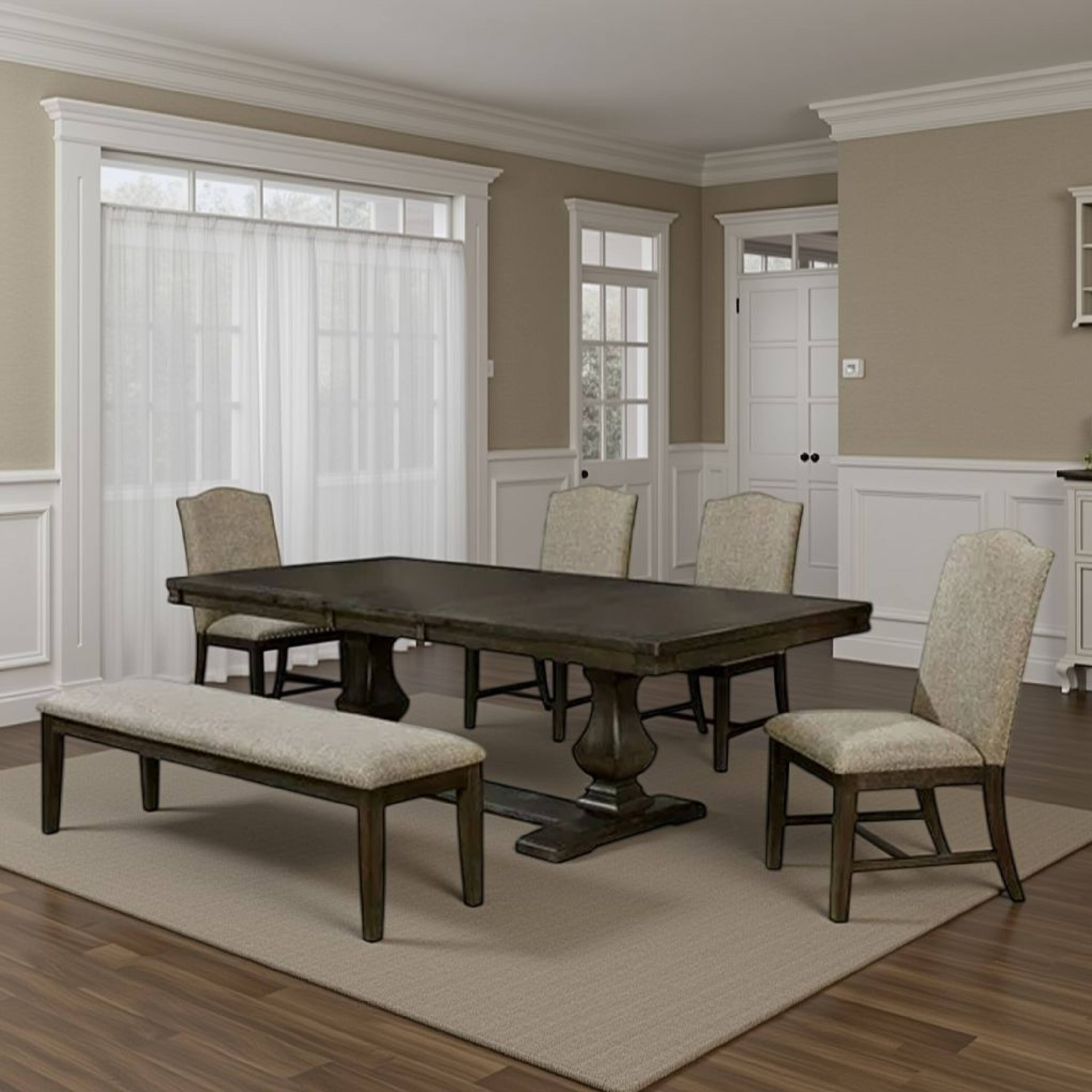 Alt View 5. Manhattan Lane - Kely 7pc Dining Table and Chair Set, Extendable Top, Dark Brown, Gray - Espresso Brown, Gray.