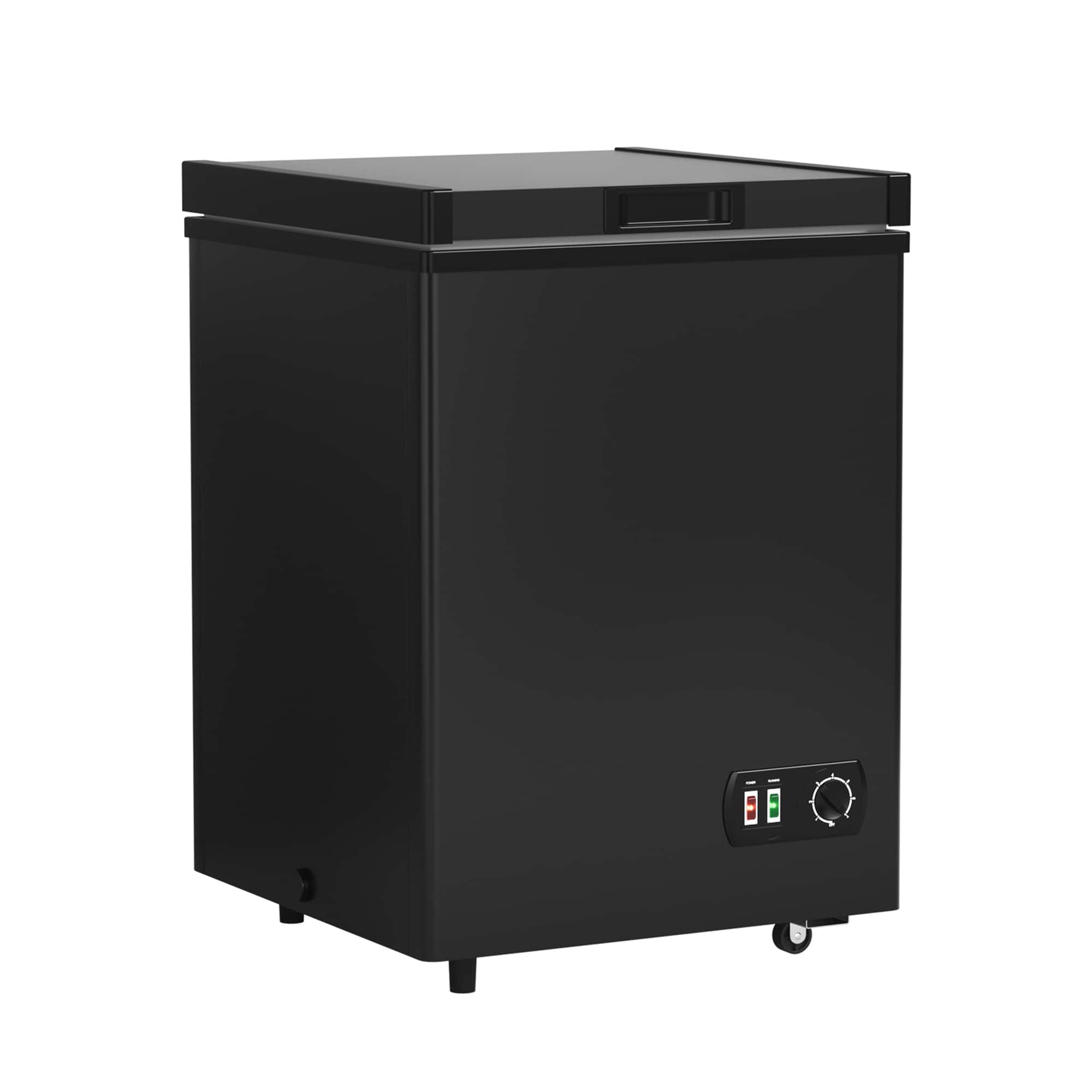 Vaczon - 4.2 Cu. Ft. Chest Freezer, Compact Deep Freezer with Adjustable Temperature, Quiet Free-Standing Top Door, Energy Saving - Black