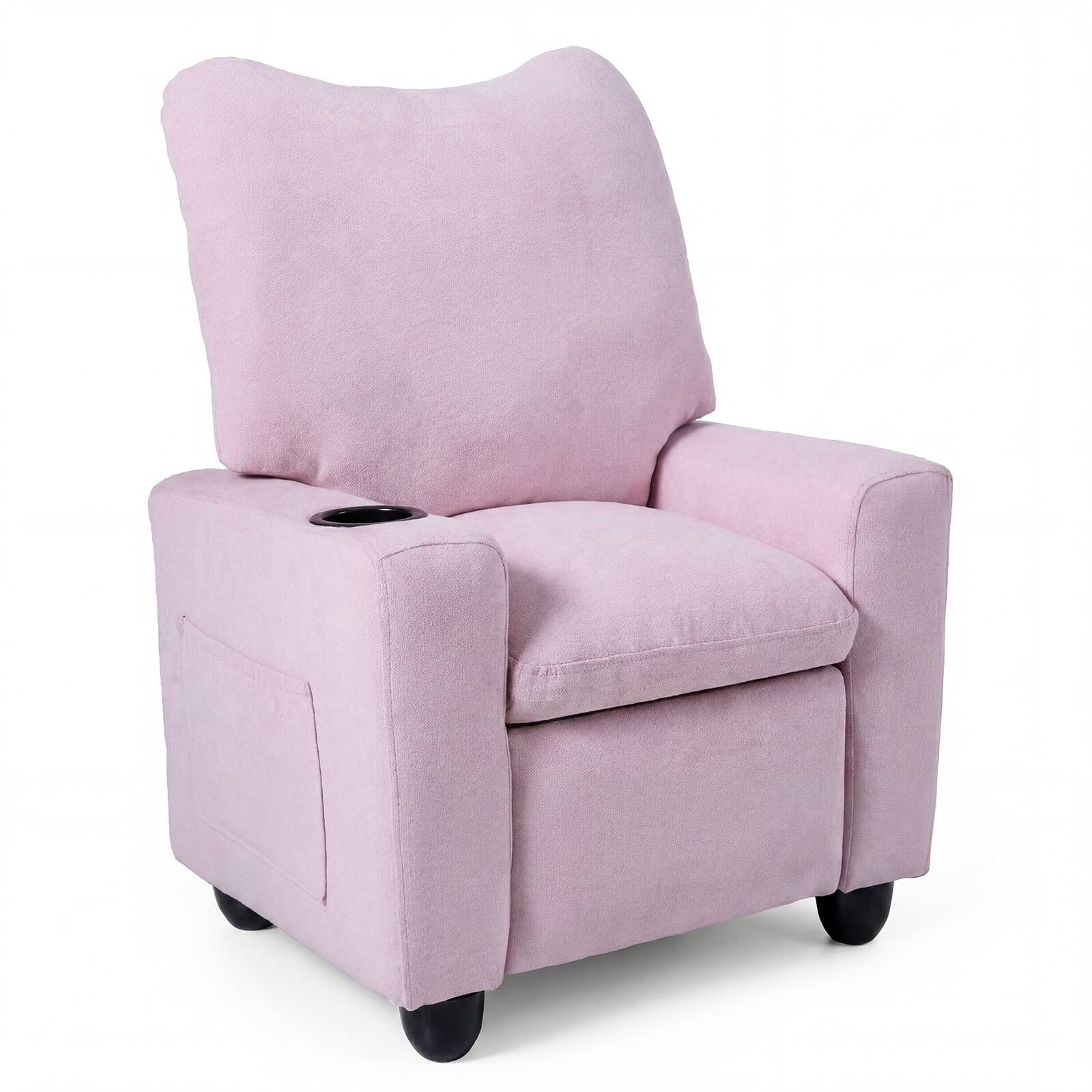 Alt View 1. Costway - Costway Kids Recliner with Adjustable Backrest Footrest Cup Holder Side Pockets for Ages 3+ - Pink.