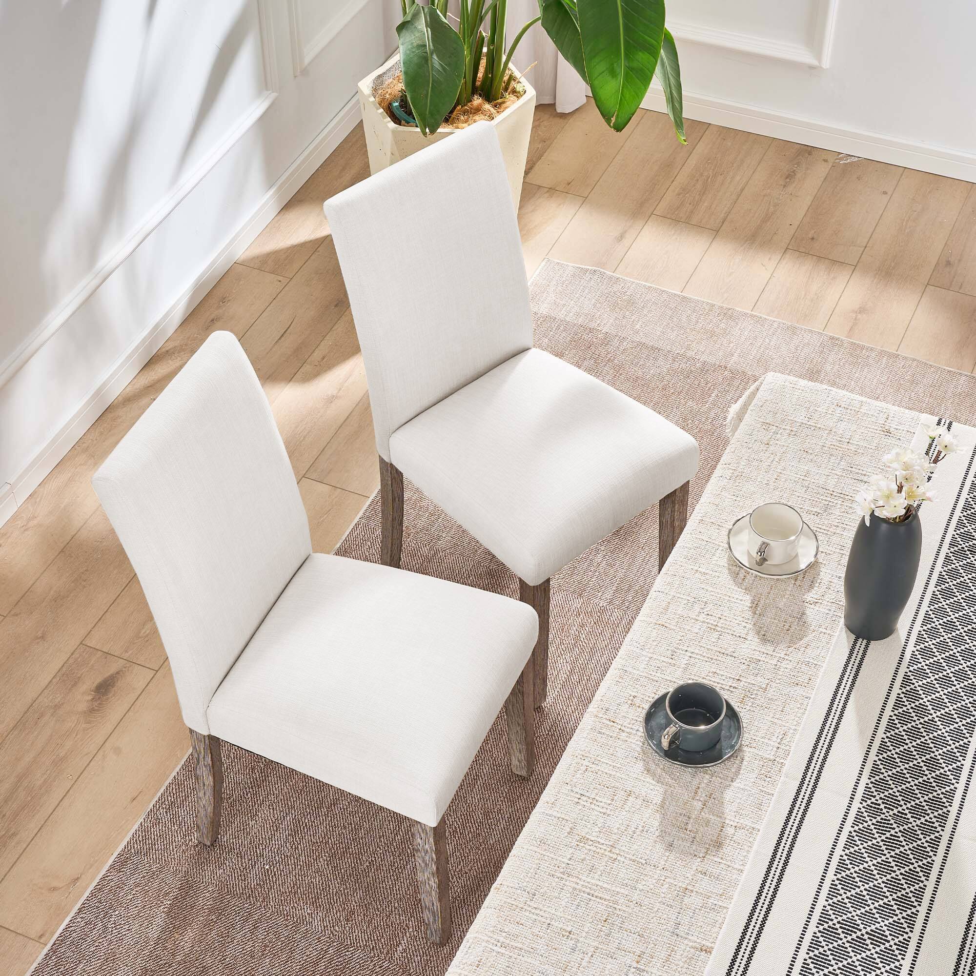 Angle. FERPIT - FERPIT Set of 4 Modern Upholstered Dining Room Chairs with Stylish Design, White - White.
