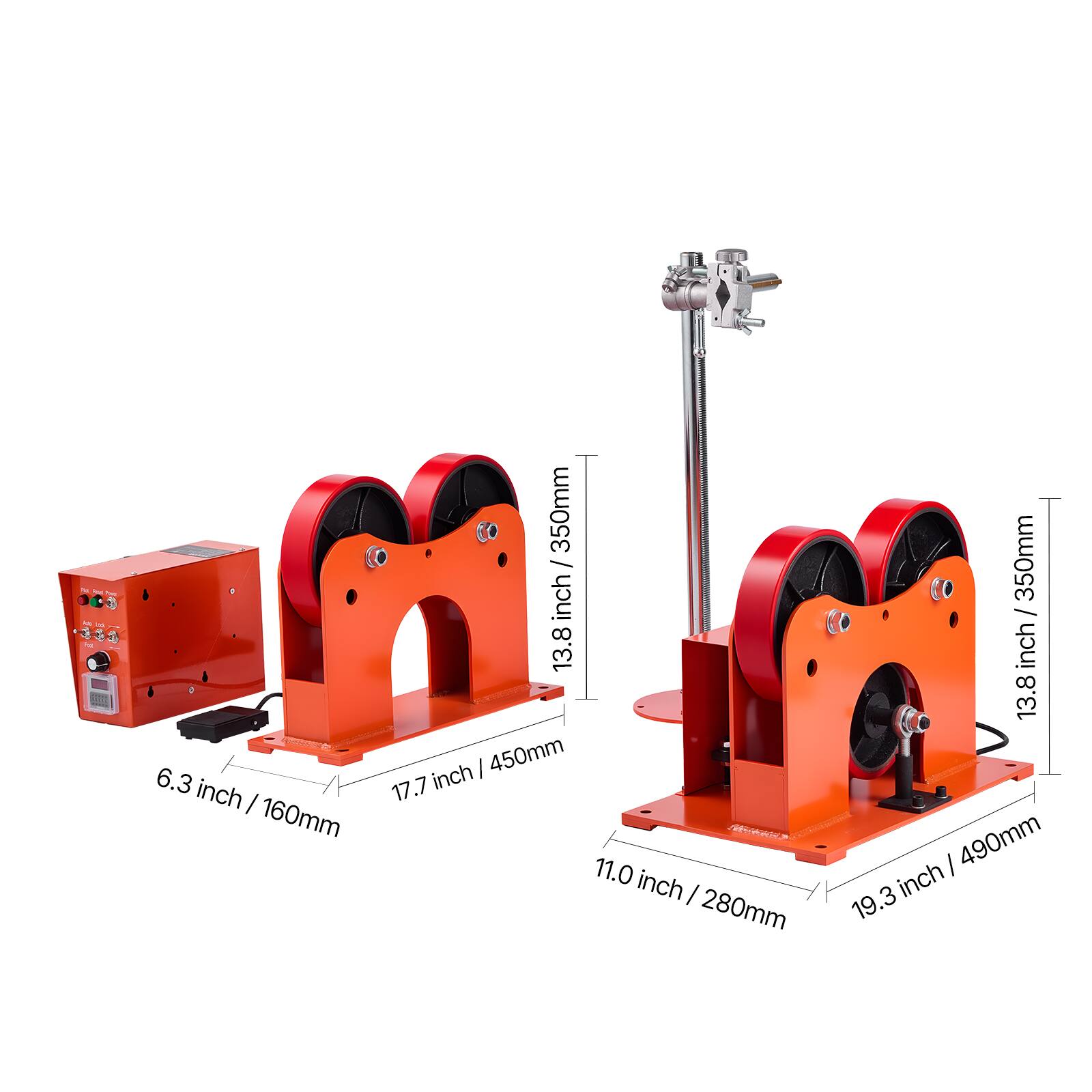 6.3 inch / 160mm  
17.7 inch / 450mm  
11.0 inch / 280mm  
13.8 inch / 350mm  
19.3 inch / 490mm