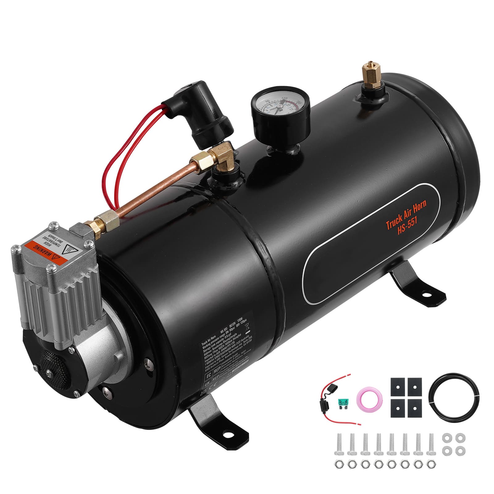 LOVMOR - 12V Air Compressor with 0.8 Gallon Tank Onboard System for Train Horn Tire and Air Mattress Inflation