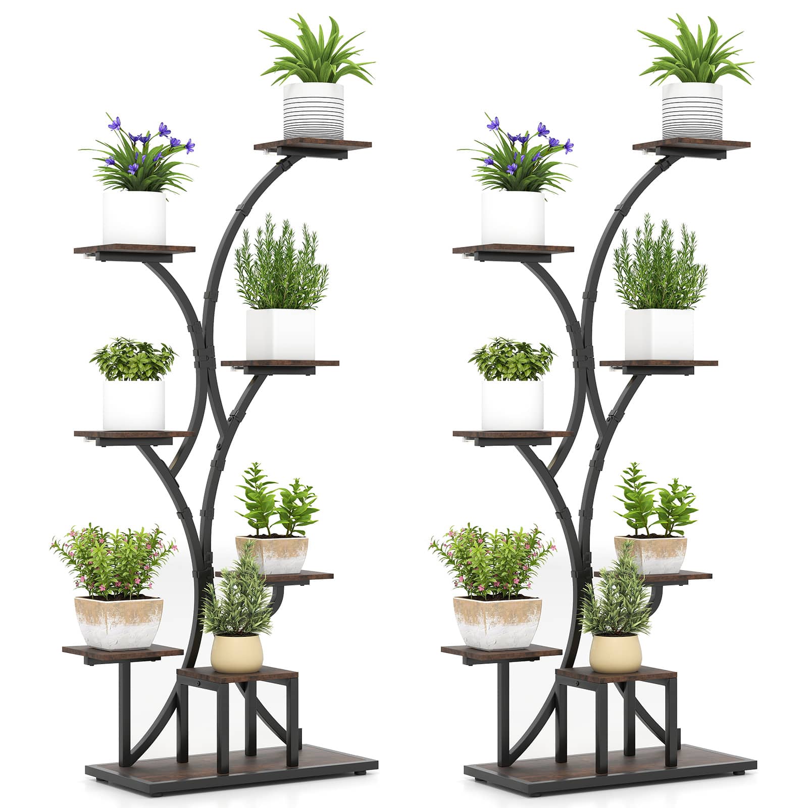 Gymax - 2PCS 58'' Tall 8-Tier Corner Metal Plant Shelf for Multiple Plants Living Room - Brown price history on PriceWatchPro