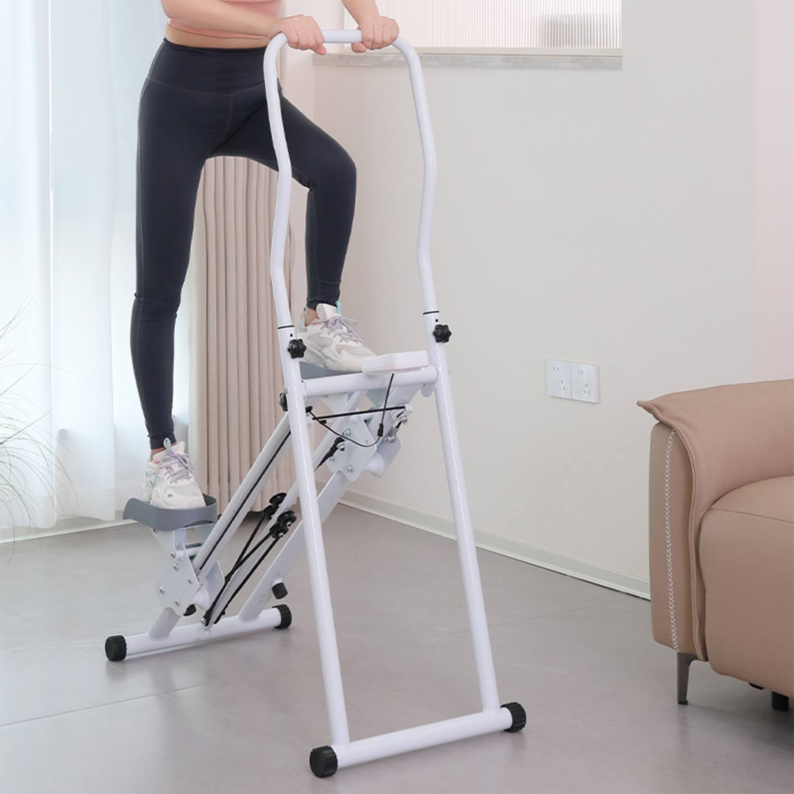 Alt View 4. Topteng - Vertical Climber Machine for Home Gym - Full Body Workout, Low Impact, Adjustable, 300LB Capacity, LCD Display - White.