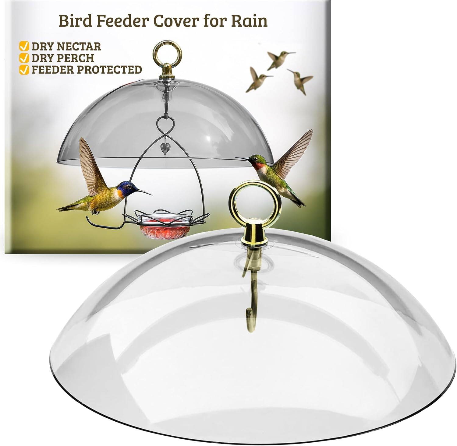 Bird Feeder Cover for Rain

- DRY NECTAR
- DRY PERCH
- FEEDER PROTECTED