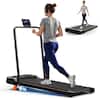 Front. KERDOM - 4-in-1 Folding & Portable Climbing Treadmill with Phone Holder, Low Noise 7.6 MPH Running Pad with Handrail & 6% Incline - Black.