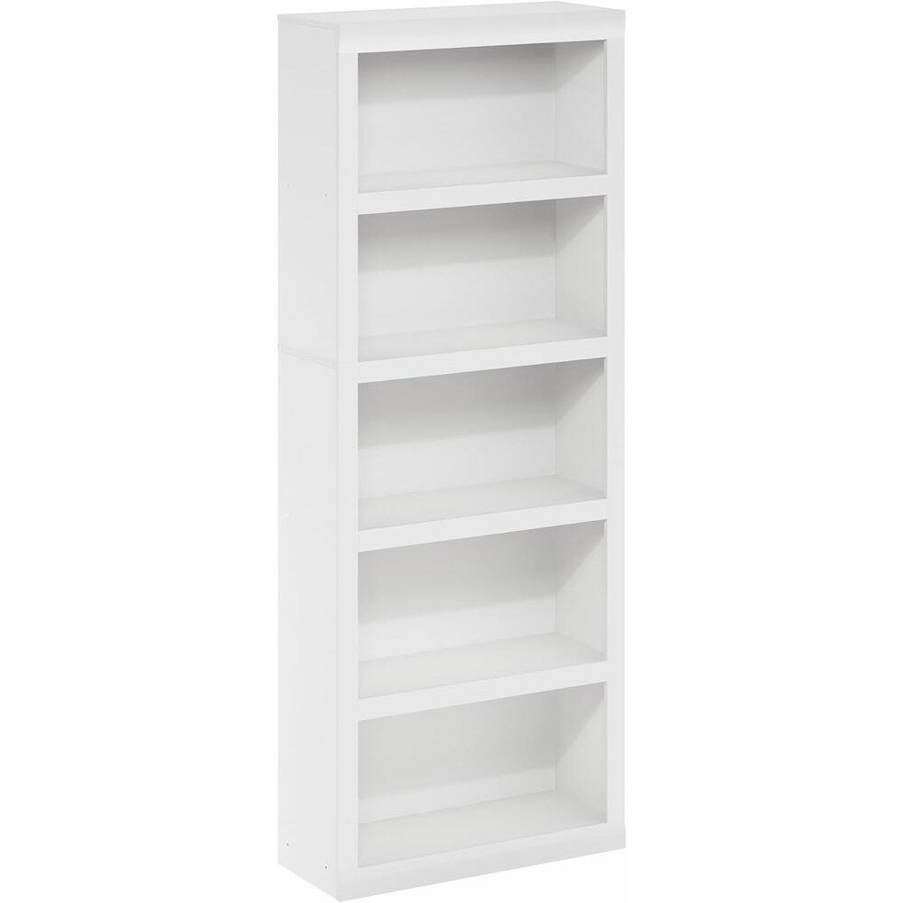 FurniFact - Wooden Book Shelf with Five-Tier Wooden Shelves for Home or Office - White
