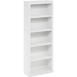 FurniFact - Wooden Book Shelf with Five-Tier Wooden Shelves for Home or Office - White