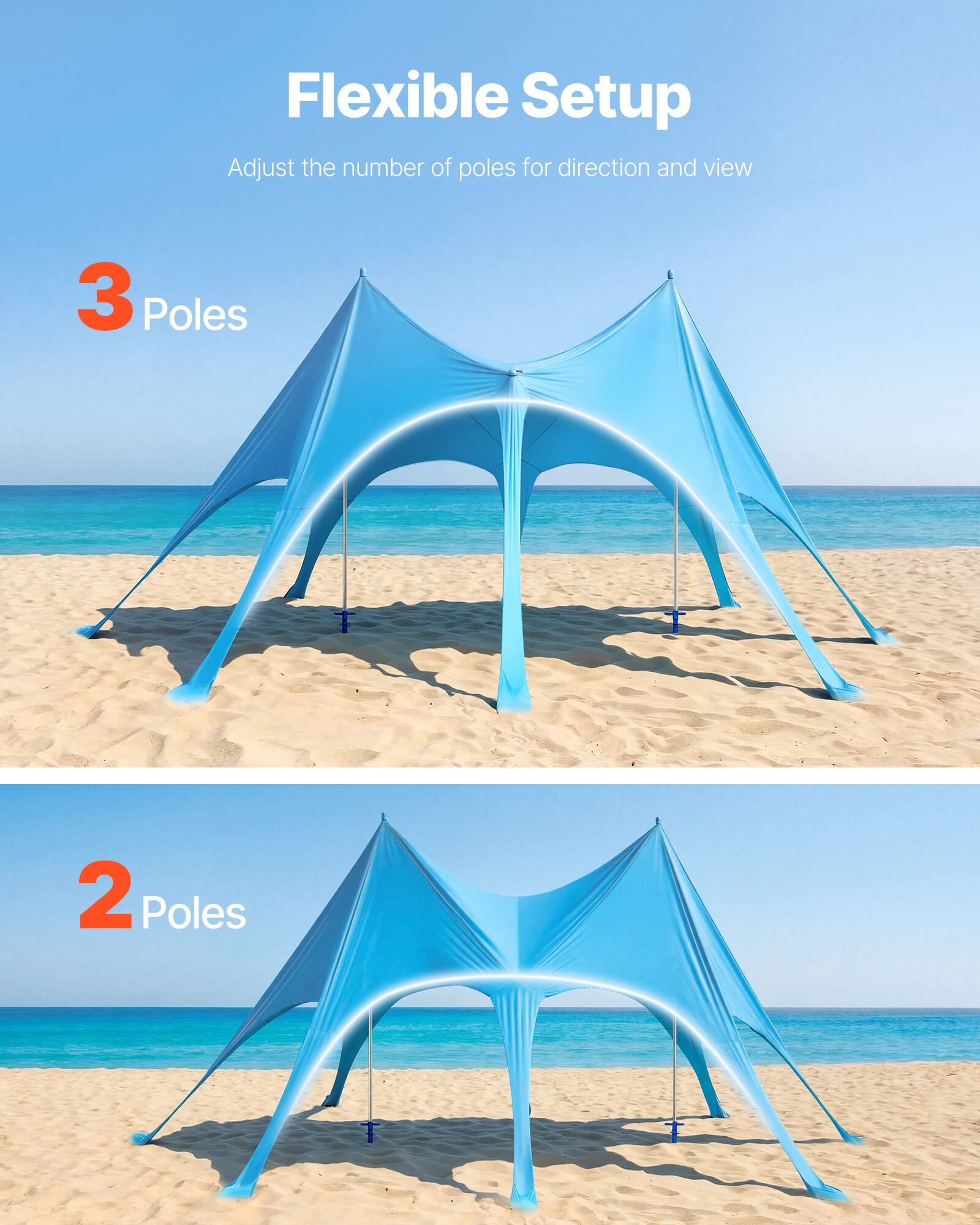 Flexible Setup  
Adjust the number of poles for direction and view  

3 Poles  
2 Poles