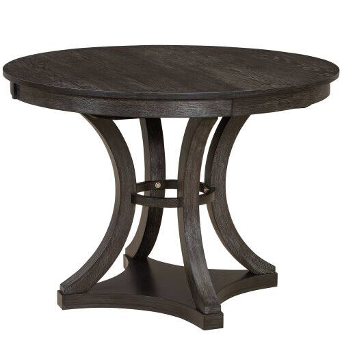 Alt View 4. LUCKY ONE - 5-Piece Vintage Dining Set with 58" Extendable Round Dining Table and 4 Upholstered Chairs - Espresso.