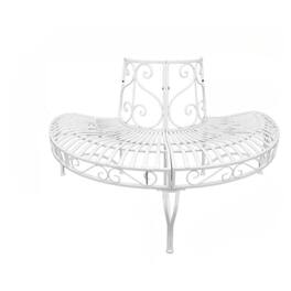 Hivvago - Half-Circle Outdoor Powder Coated Aluminum Tree Bench - White