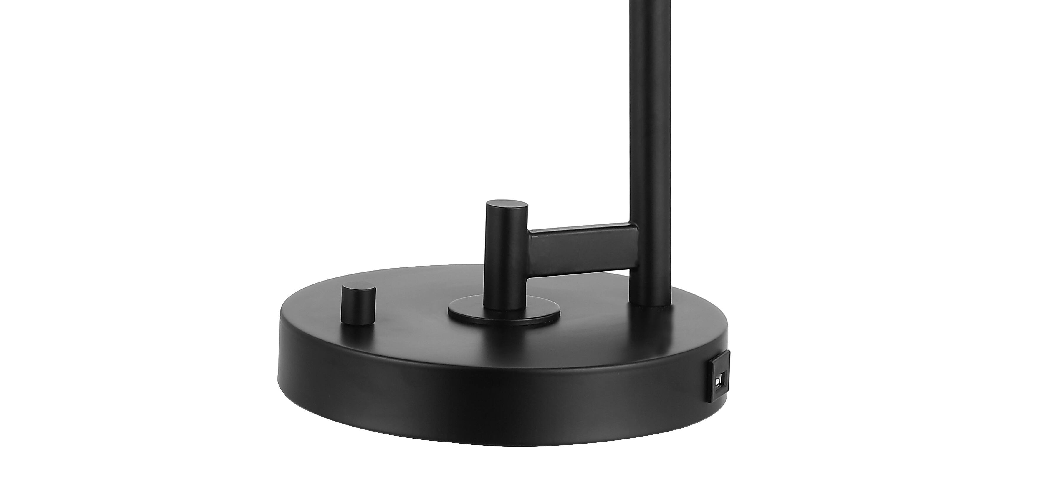 Alt View 4. Jonathan Y - Axel Modern 23" Iron/Seeded Glass Farmhouse Industrial USB Charging LED Task Lamp, Black - Black.