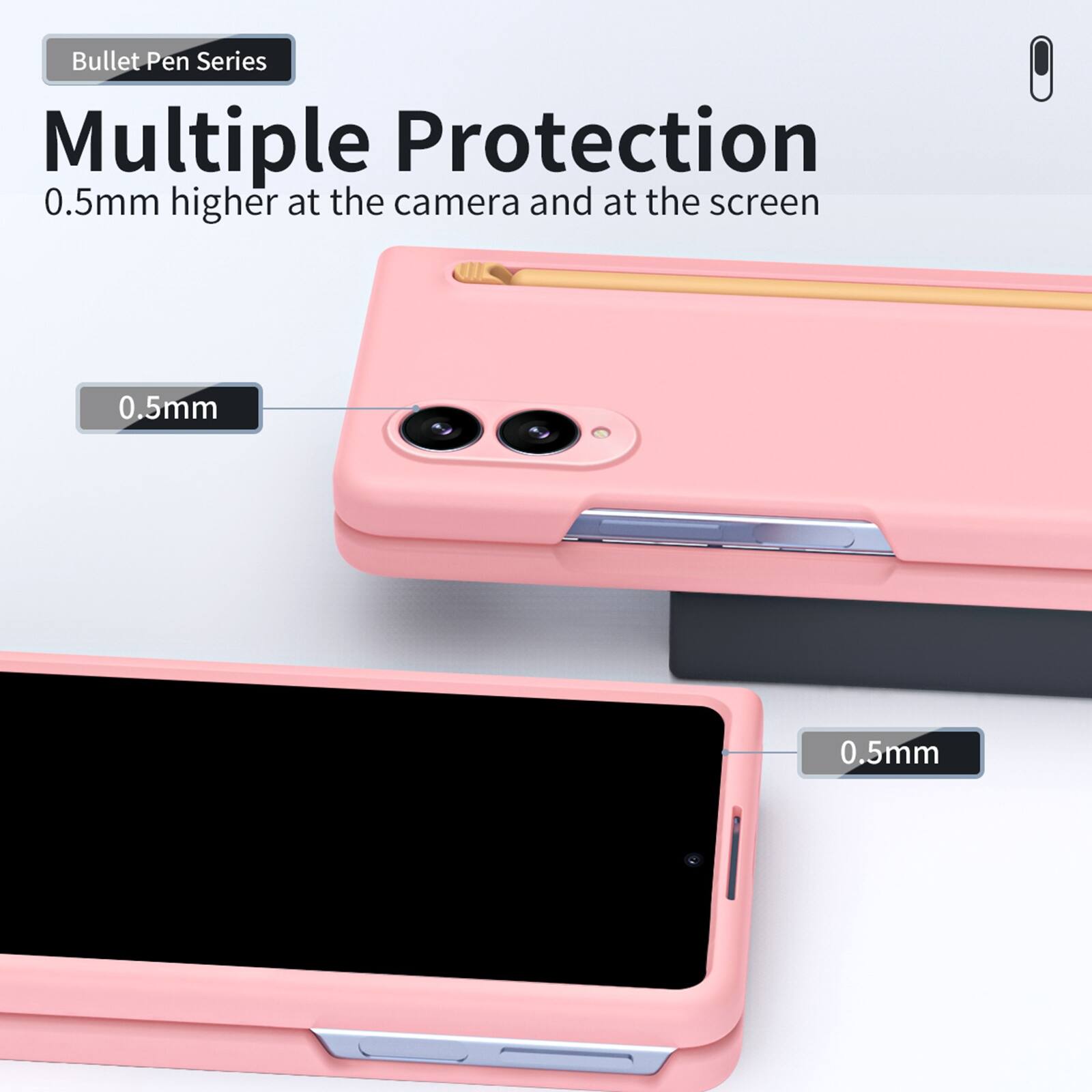 Bullet Pen Series  
Multiple Protection  
0.5mm higher at the camera and at the screen  
0.5mm  
0.5mm