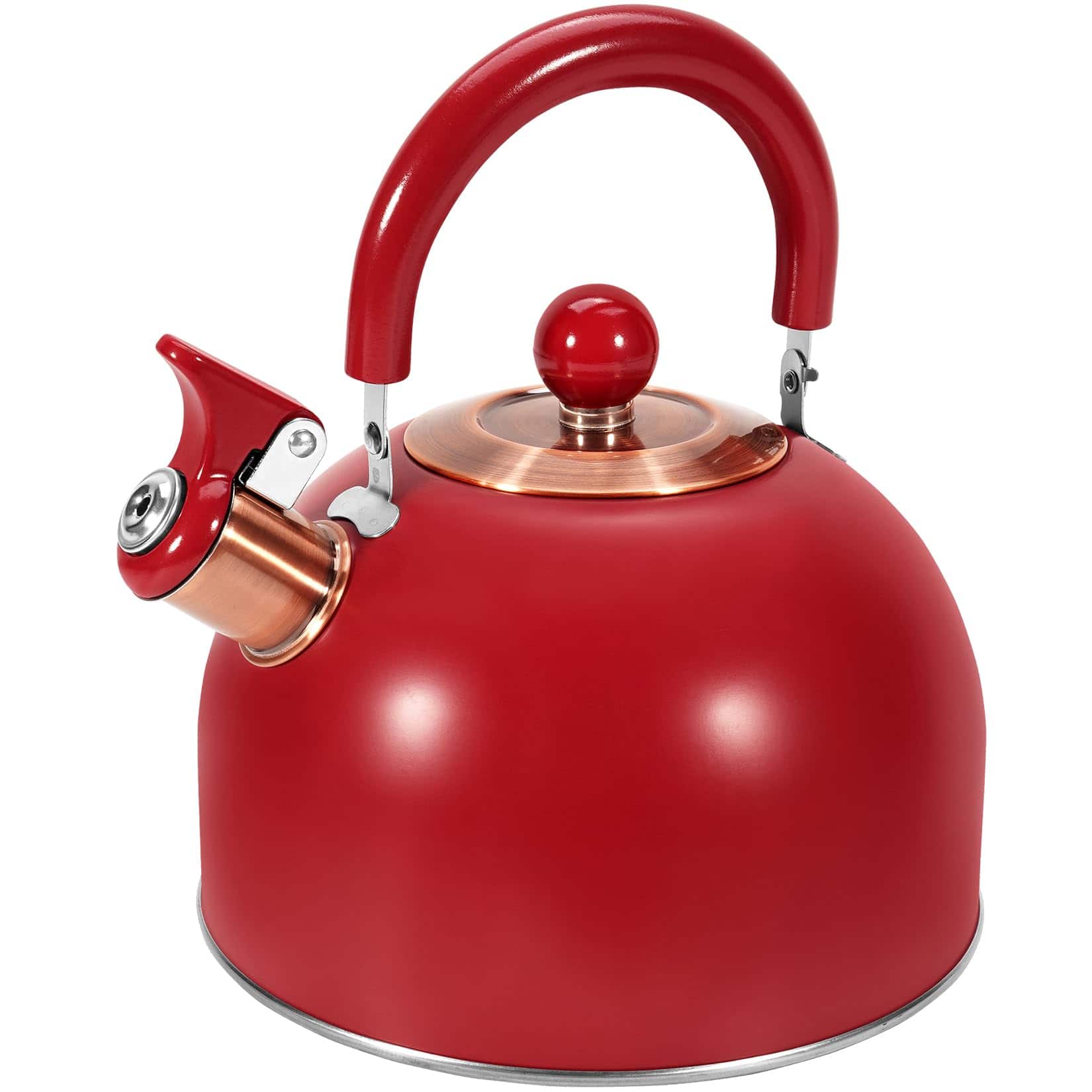 PARKER SLATER - Tea Kettle For Stove Top 85oz/2.6qt Whistling Kettles Boiling Water Milik Or Coffee Pink Stainless Steel Pots With Wo - Classic Red