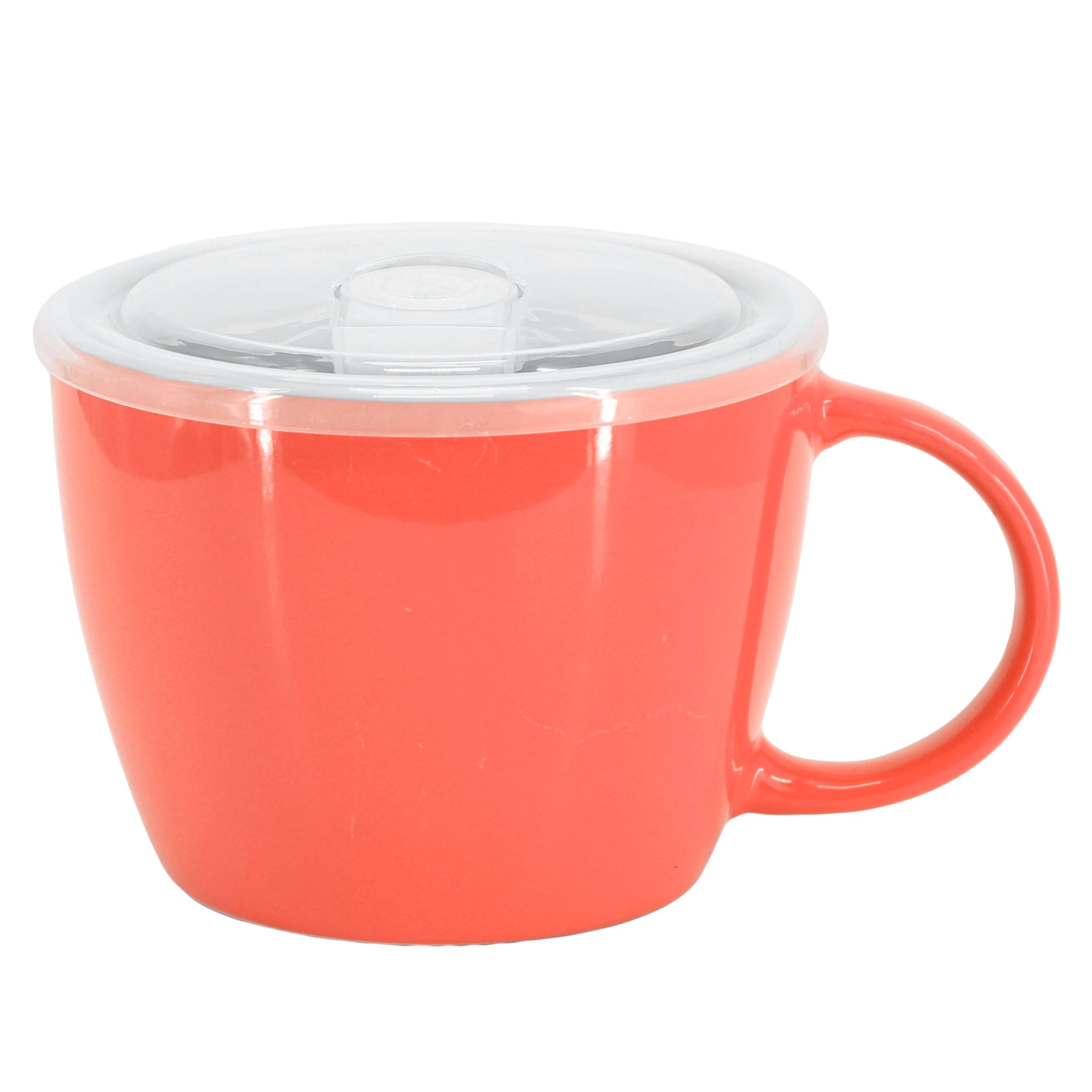 Alt View 1. Gibson - Gibson Home On The Go 4 Piece 25 Ounce Stoneware Soup Cup Set with Lid in Red - Red.