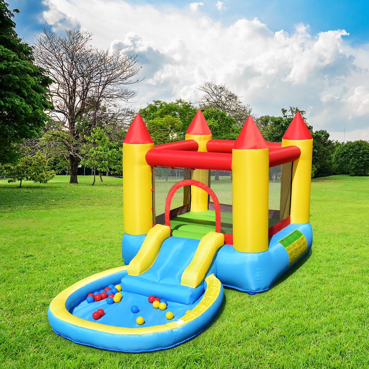 Alt View 3. Costway - Costway Inflatable Bounce House Kids Slide Jumping Castle Bouncer w/Pool and 580W Blower - Multicolor.
