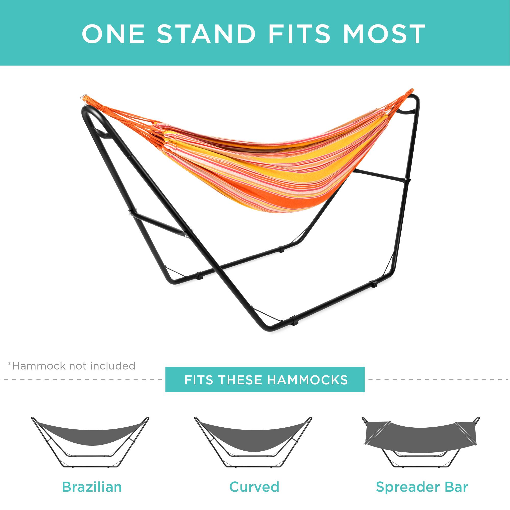 ONE STAND FITS MOST

*Hammock not included

FITS THESE HAMMOCKS

Brazilian  
Curved  
Spreader Bar
