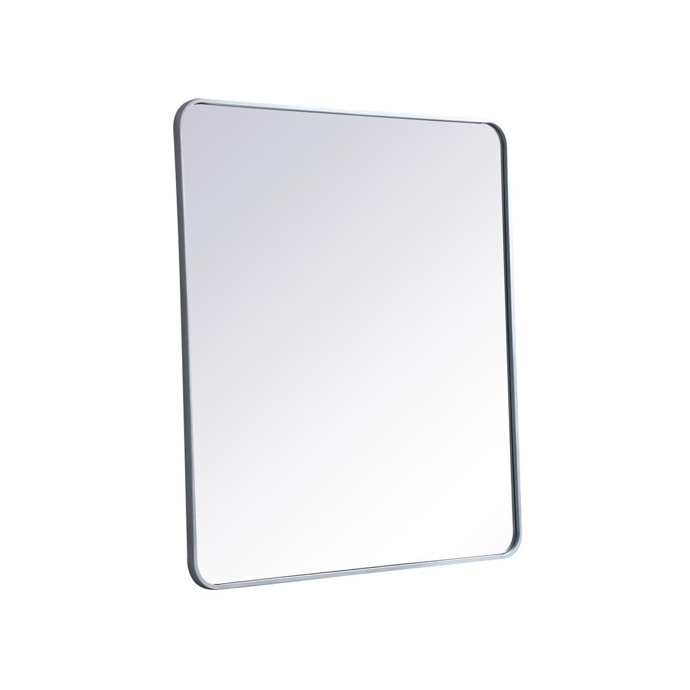 Left. Elegant Decor - Soft corner metal rectangular mirror 36x40 inch in Silver - Silver.