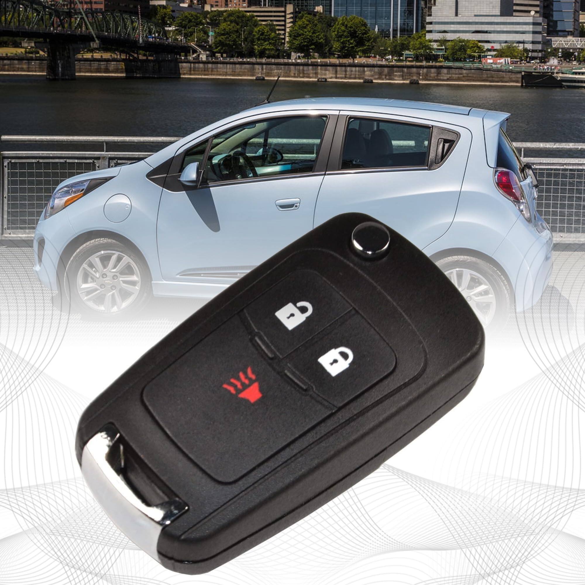 Alt View 1. HQRP - Flip Folding Key Fob Shell Case 3-Button with Uncut Blade for Chevrolet Spark 2013-2016 - Black.