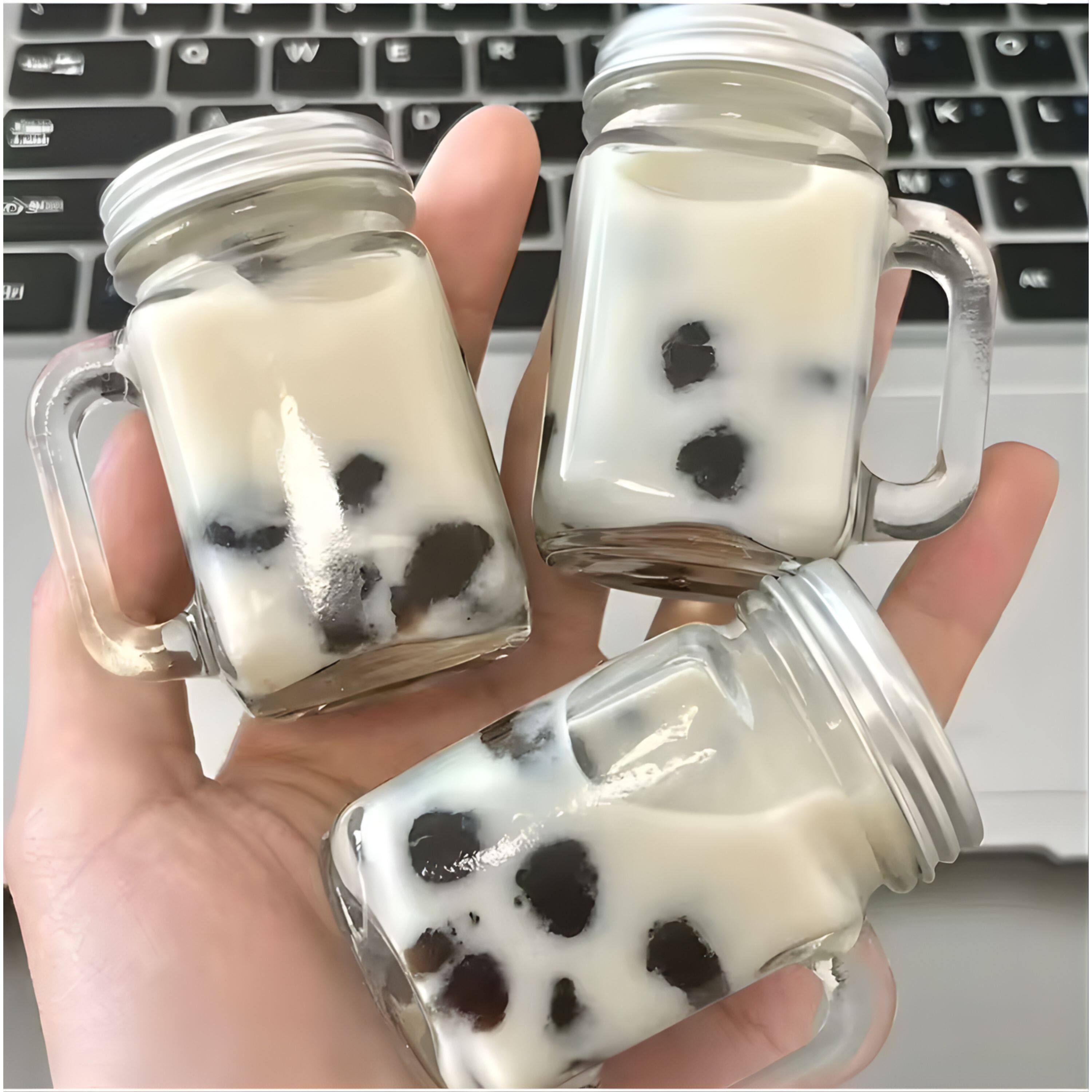 Back. Kitcheniva - Mini Leakproof Glass Mason Jars (4 Pcs) - For Expresso, Jam & Honey.