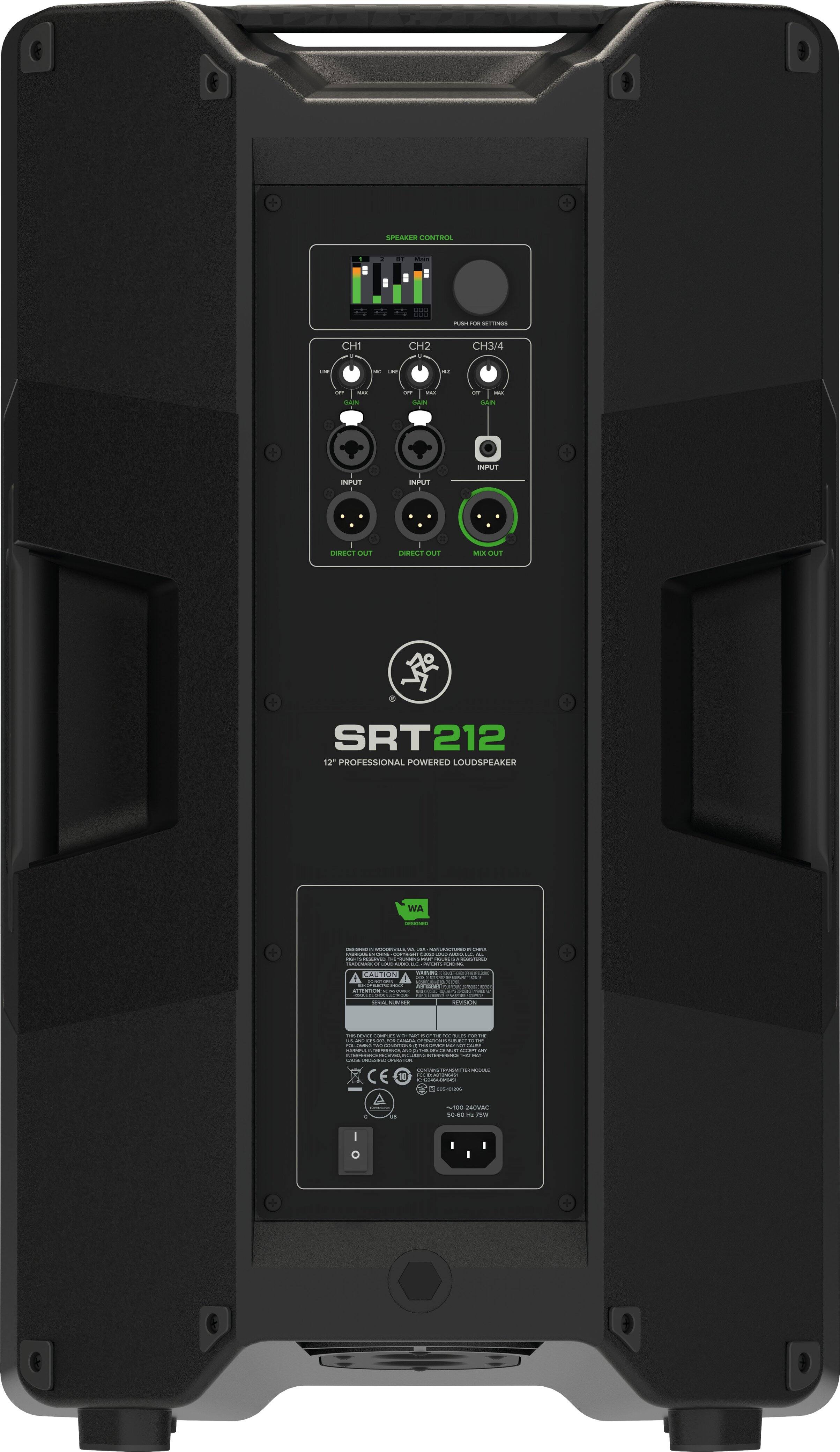 Back. Mackie - SRT212 12” 1600W Professional Powered Loudspeaker - Black.