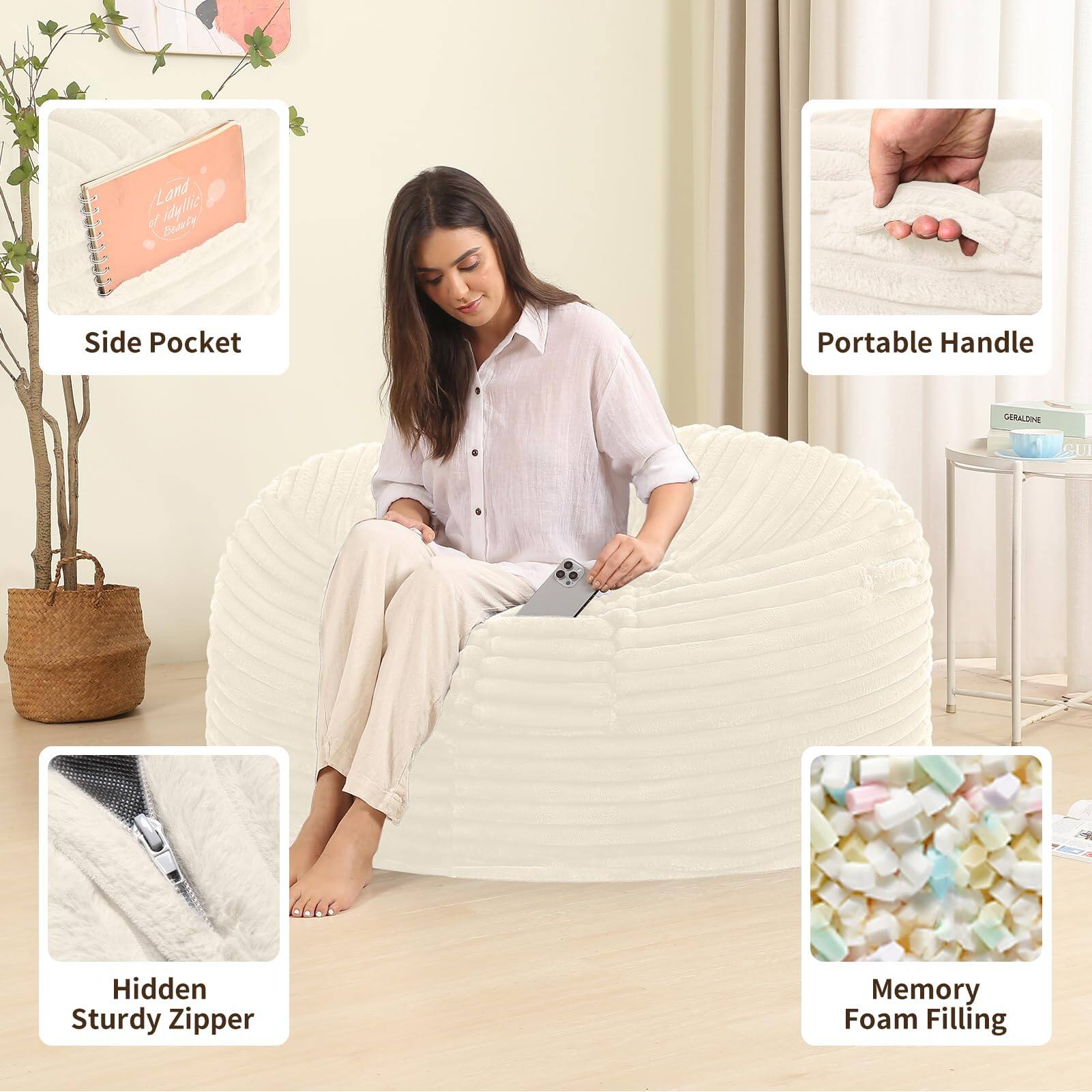 - Land idgllic of Deaety Side Pocket
- Portable Handle
- Hidden Sturdy Zipper
- Memory Foam Filling