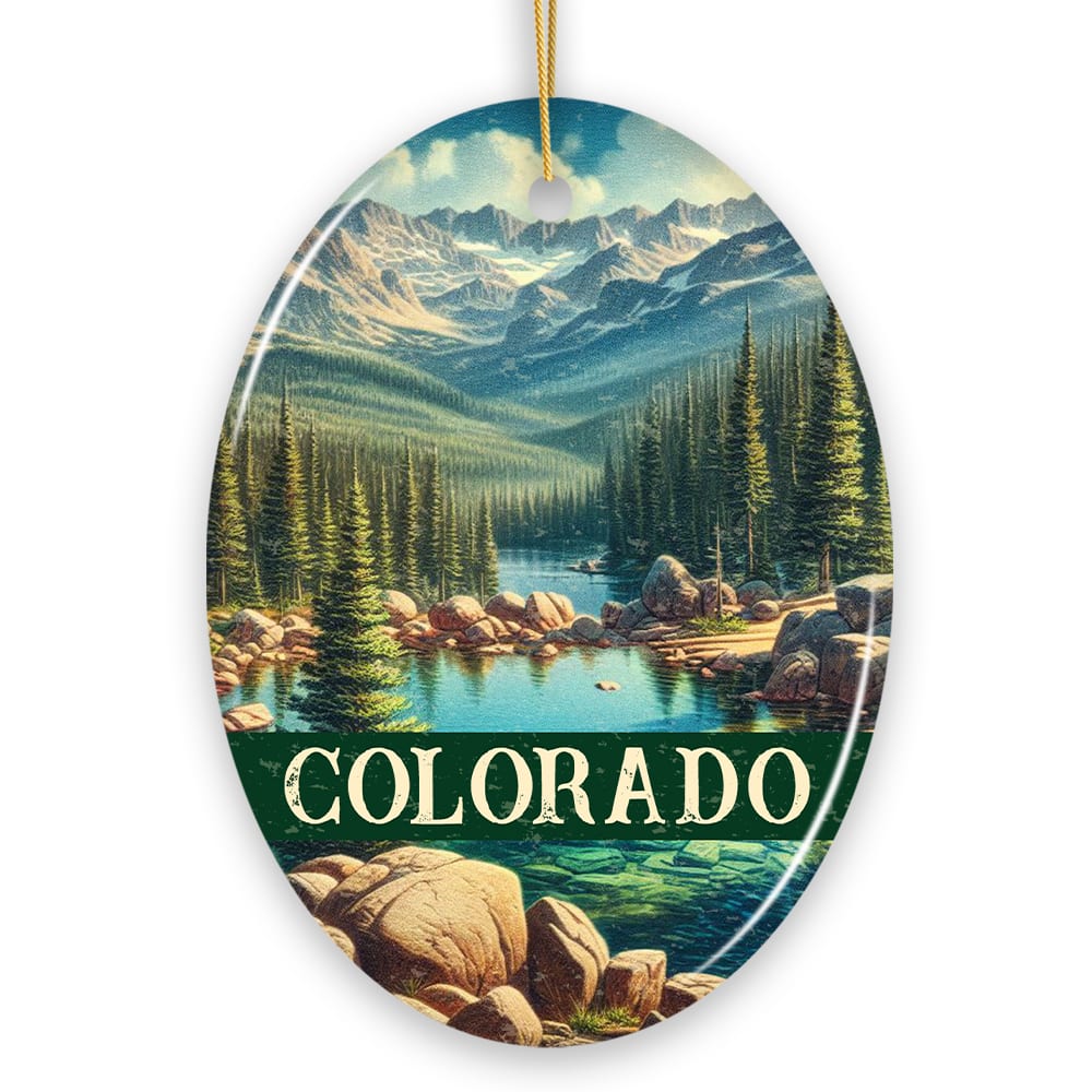 OrnamentallyYou - Vintage Colorado Wilderness Ornament, Alpine Lake Christmas Gift and Rocky Mountains Keepsake - Multi-colored