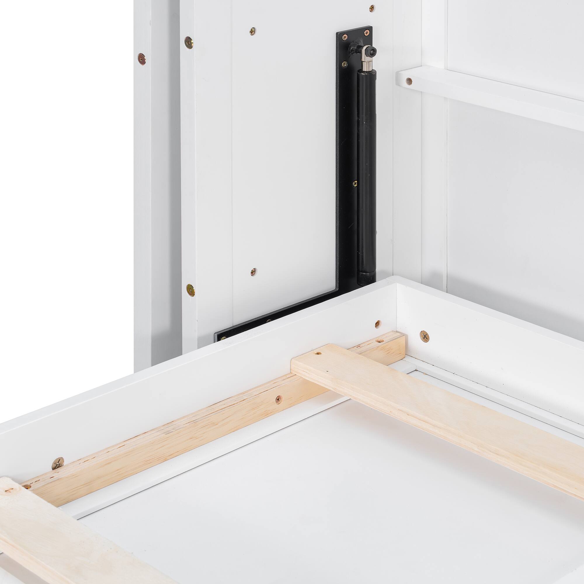 Alt View 9. Anysun - Rotating Queen Murphy Bed - Hidden Wall Cabinet, 3-Tier Shelves, Convertible Desk, Space-Saving System for Home Office - White.