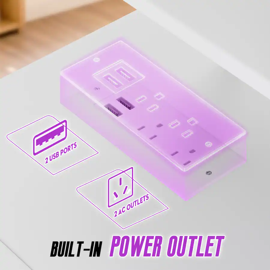 Gaming Led Cpu GTPlayer L Shaped Gaming Desk with Power Outlets LED Lights 42