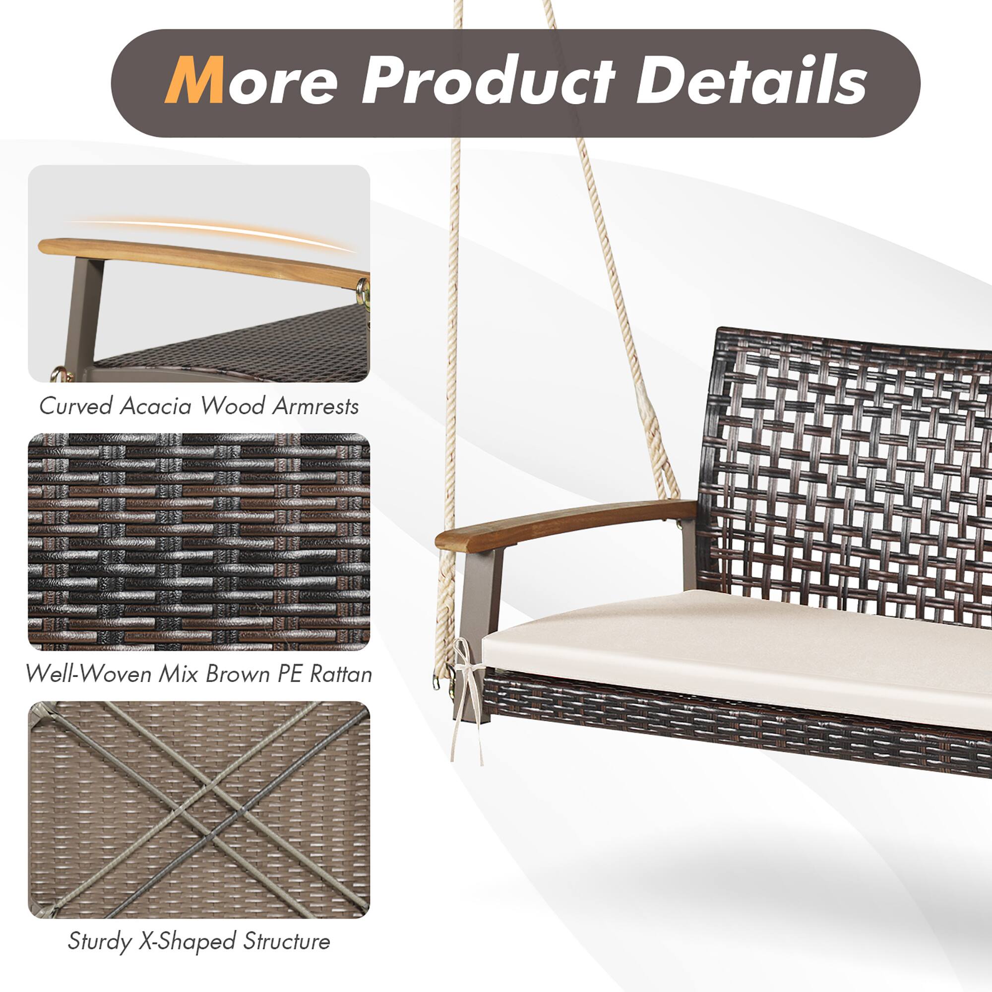 More Product Details

- Curved Acacia Wood Armrests
- Well-Woven Mix Brown PE Rattan
- Sturdy X-Shaped Structure