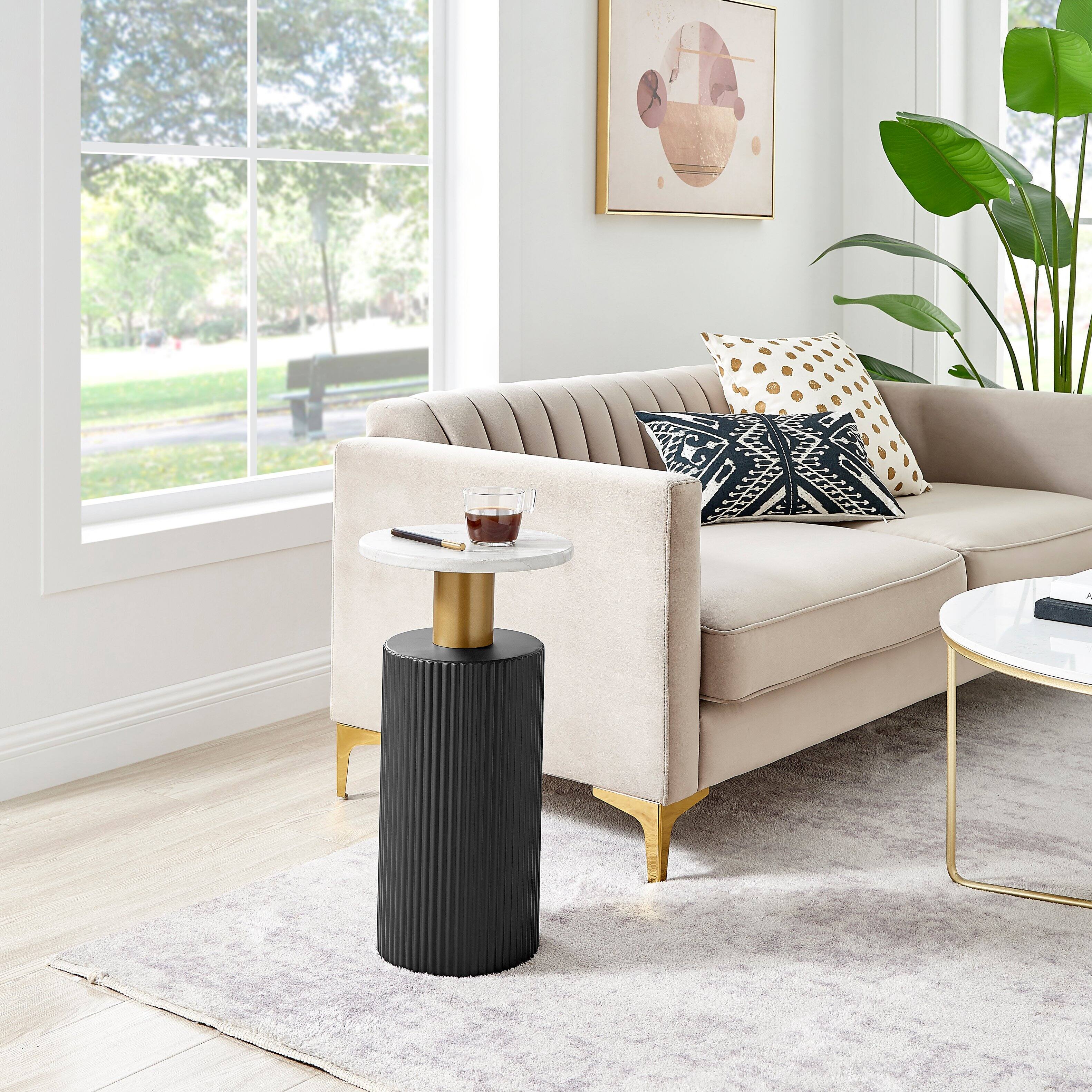 Alt View 1. Danya B - Fritz Accent Table with Faux Marble Laminate Tabletop - Marble, Black.