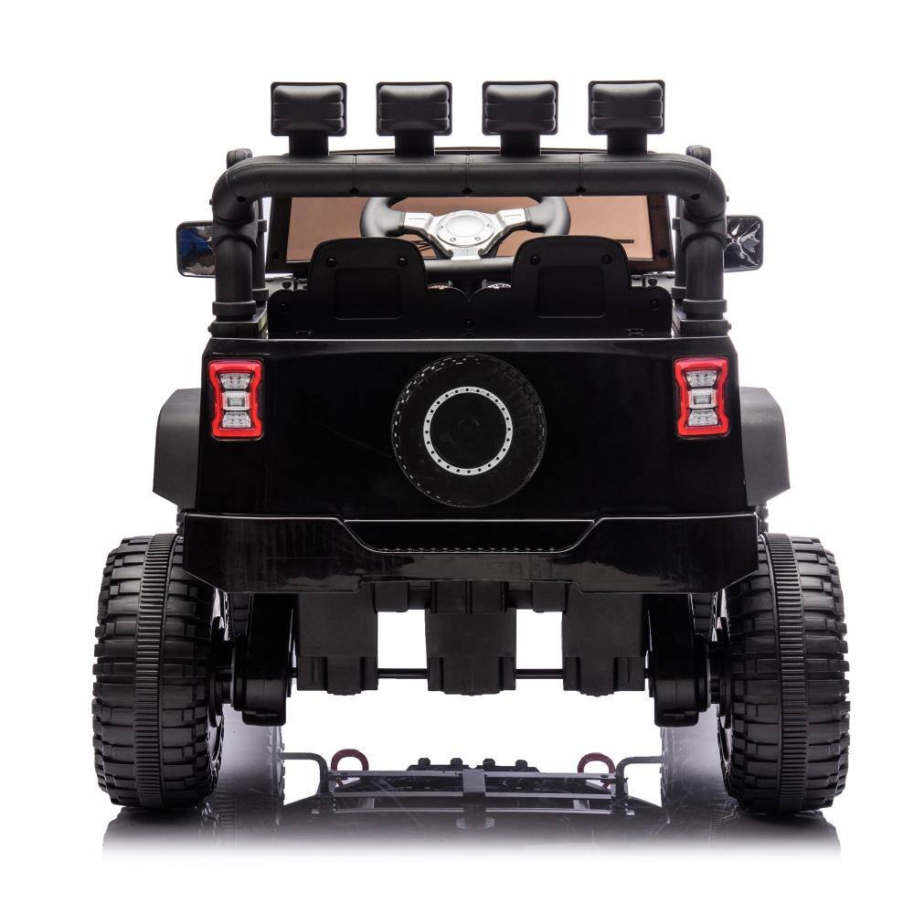 Angle. BreeBe - 24V Kids Ride-On Car with Remote Control, 400W Motor, 4-Wheel Suspension, Bluetooth, Music, USB, for Ages 3+ - Black.