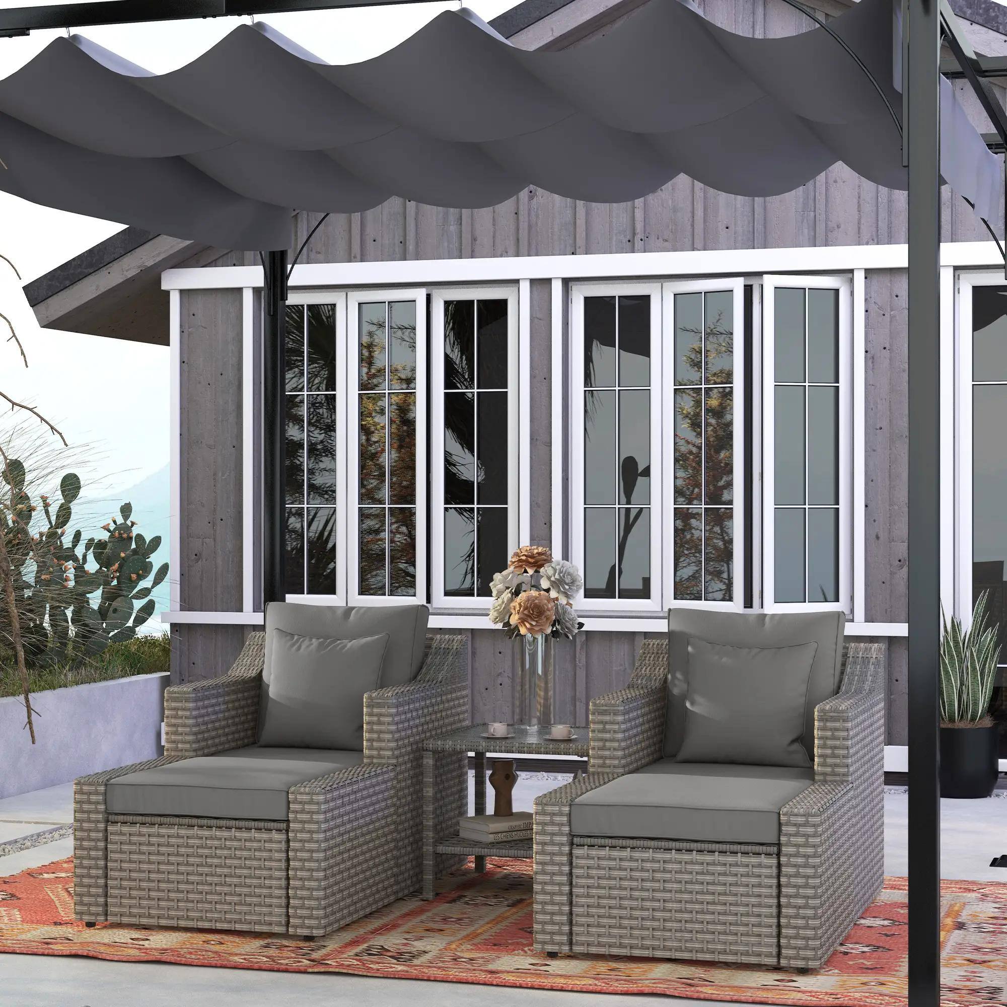 Alt View 6. Resenkos - Resenkos 5pc Patio Furniture Set, Outdoor Sectional Furniture, Gray - Gray.