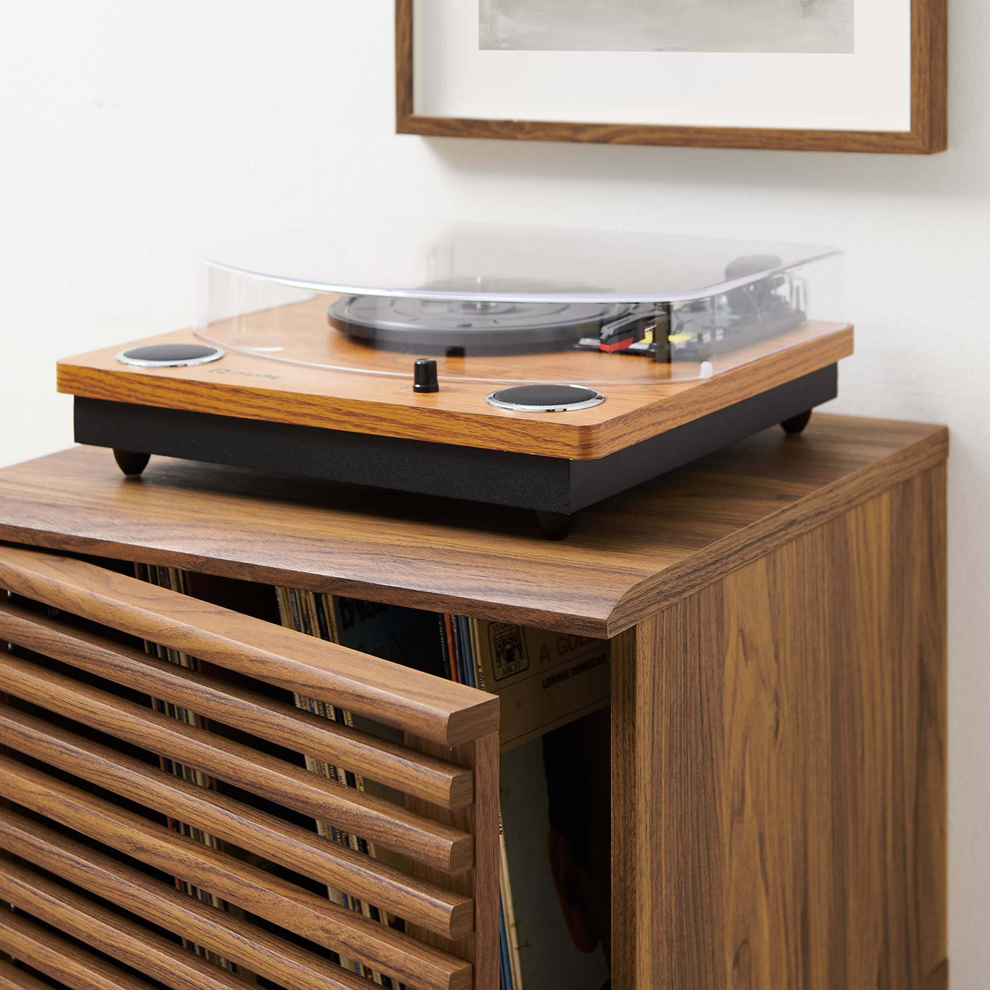 Left. Modway - Render Vinyl Record Display Stand by Modway - Walnut.