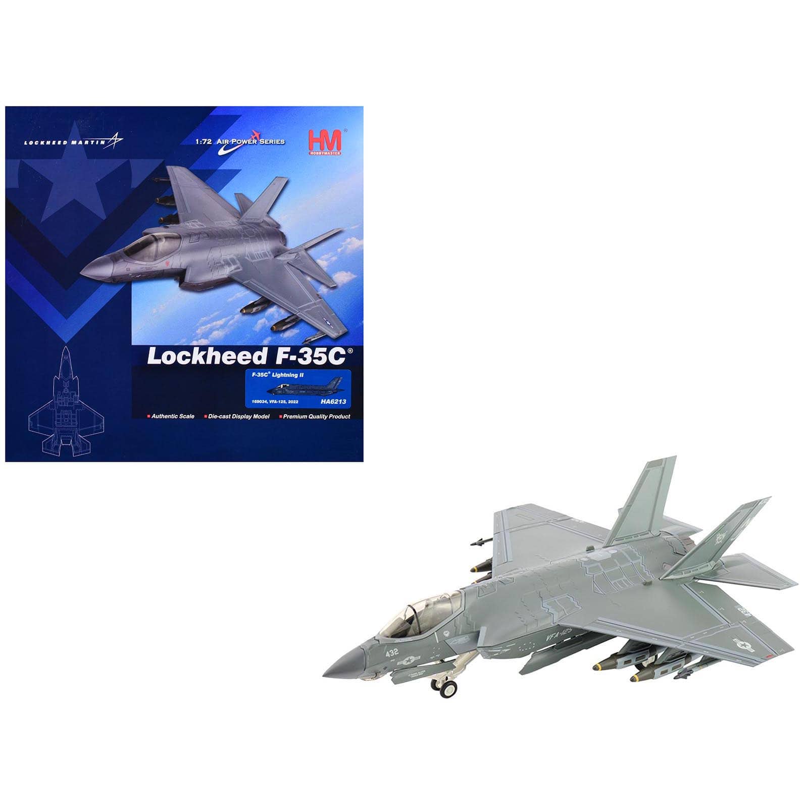 "Lockheed F-35C Lightning II Aircraft ""169034, VFA-125 Rough Raiders"" (2022) US Navy 1/72 Diecast Model by Hobby Master" price history on PriceWatchPro