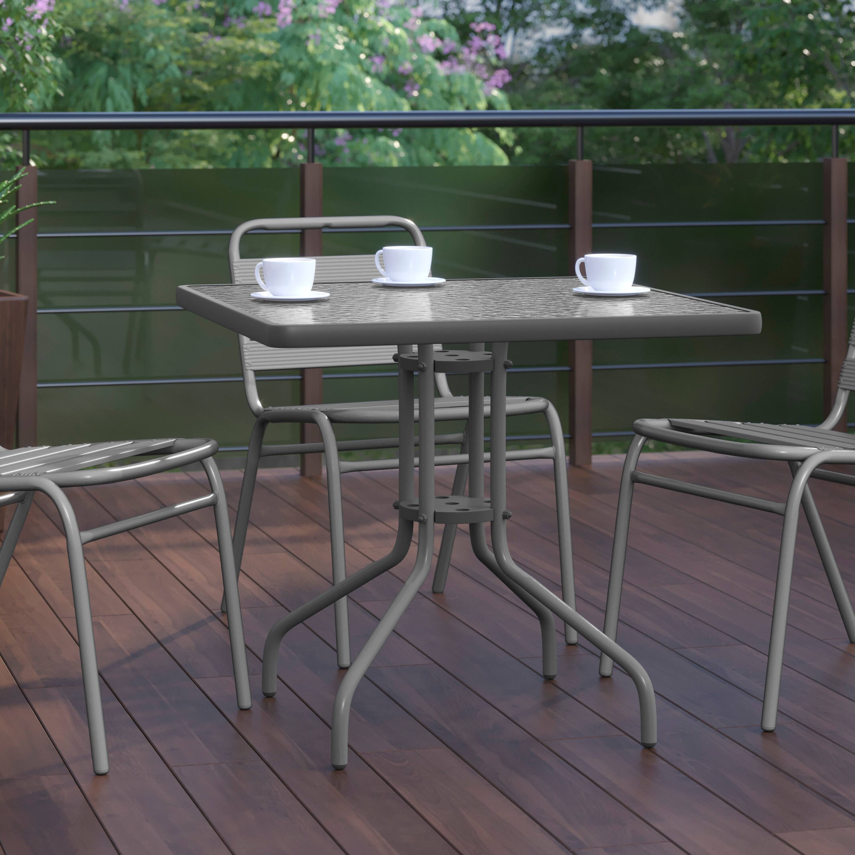 Alt View 3. Flash Furniture - Barker 31.5'' Silver Square Tempered Glass Metal Table - Gray.