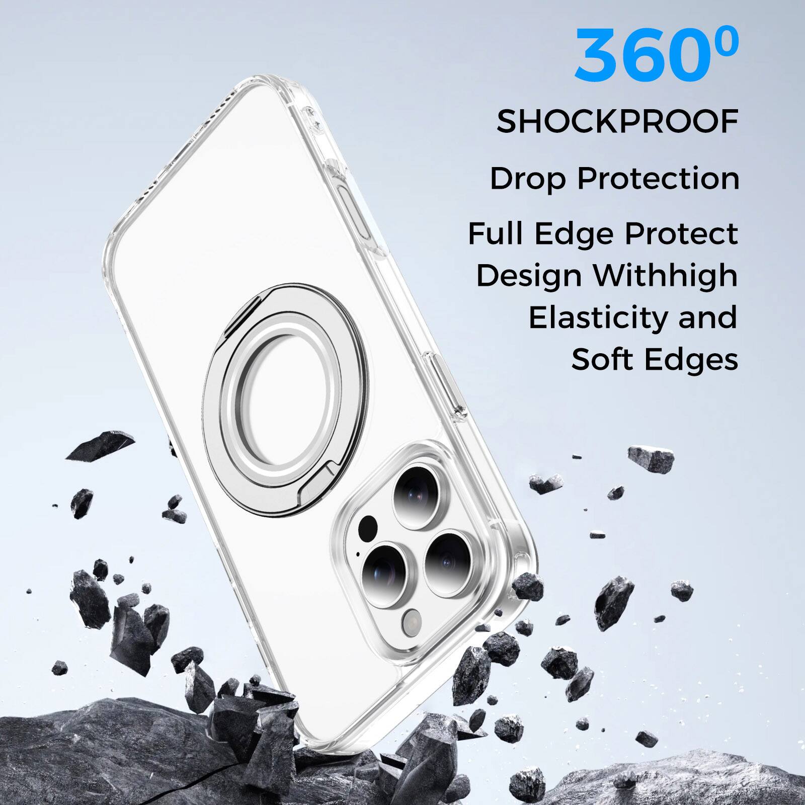 360° SHOCKPROOF  
Drop Protection  
Full Edge Protect Design With High Elasticity and Soft Edges
