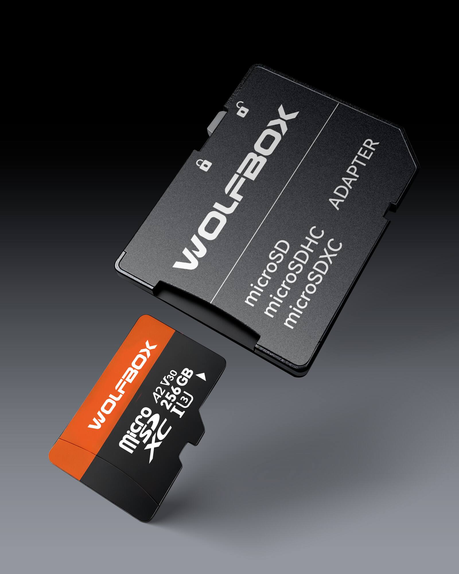 9 a ADAPTER WOLFBOX microSD microSDXC WOLFBOX V30 GB A2 256 IU ! 2X