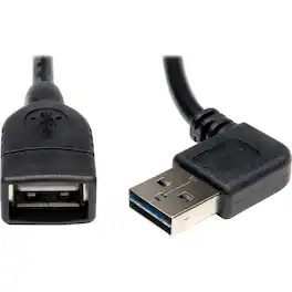 Eaton Tripp Lite Series Universal Reversible USB 2.0 Extension Cable (Reversible Right/Left-Angle A to A M/F), 18-in - Black