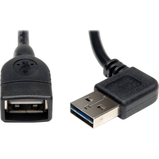 Front. Tripp Lite - Eaton Tripp Lite Series Universal Reversible USB 2.0 Extension Cable (Reversible Right/Left-Angle A to A M/F), 18-in. - Black.