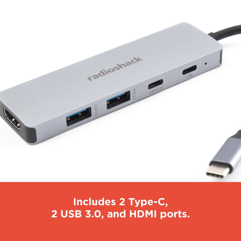 radioshack USB-C 5G USB 3.0 USB 3.0 PD

Includes 2 Type-C, 2 USB 3.0, and HDMI ports.