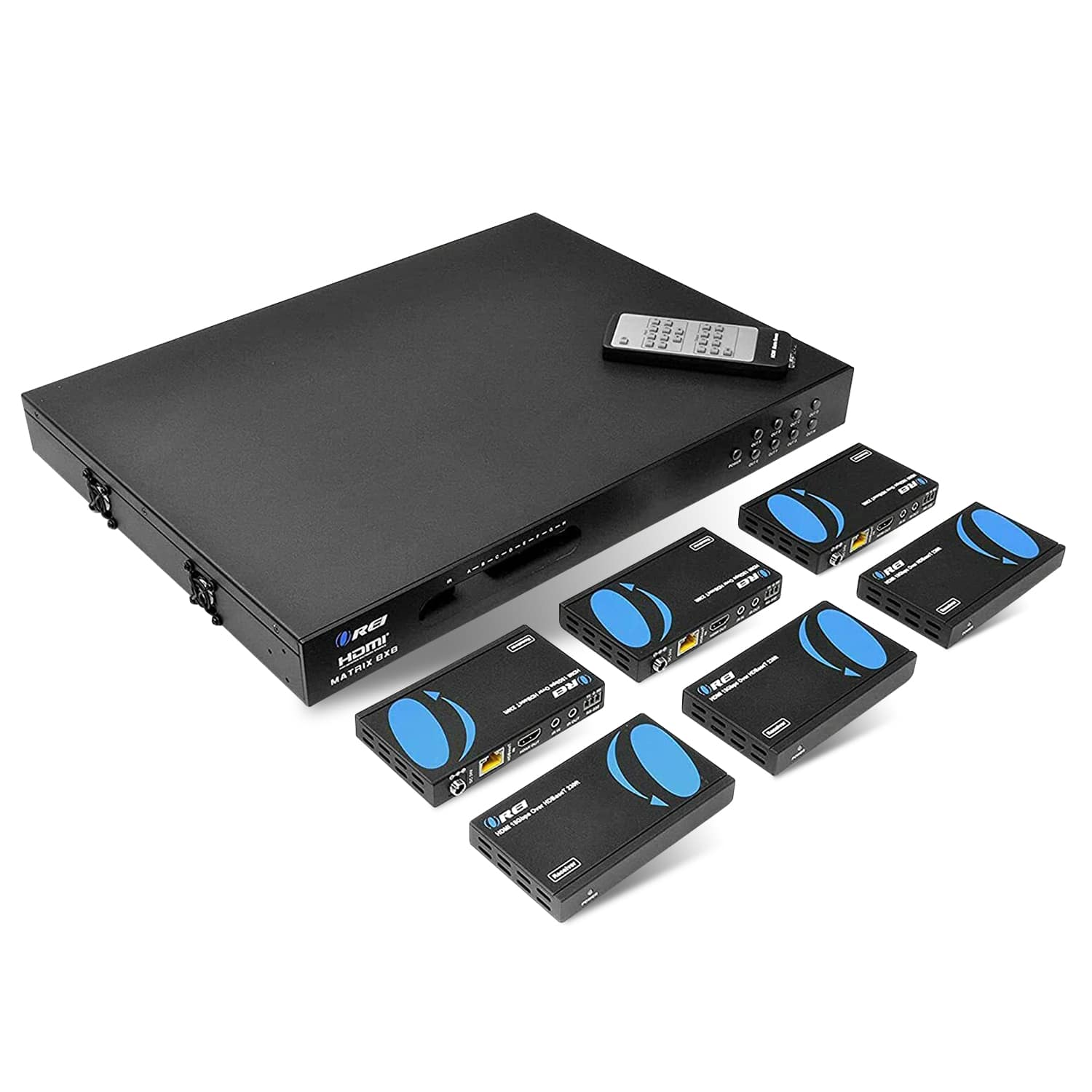 Orei - 4K HDBaseT 8x8 HDMI™ Extender Matrix (Loop) - 230ft (cat6)-UHD88-EXB230R-K - Black